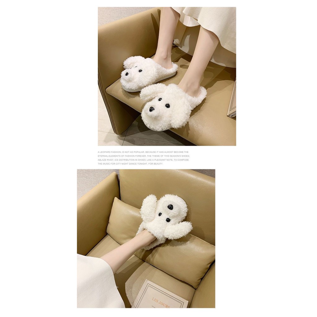 Dép bông đi trong nhà dép chó bông cute đế cao su chống trơn