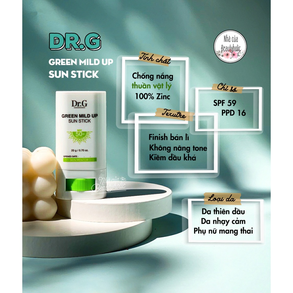 Sáp chống nắng vật lý DR.G GREEN MILD UP SUN STICK SPF50+ PA++++