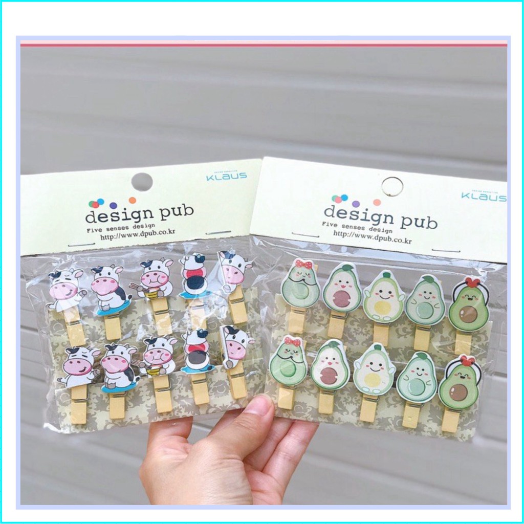 Set 10 kẹp ảnh gỗ treo ảnh trang trí tường kèm dây thừng 2m quà lưu niệm