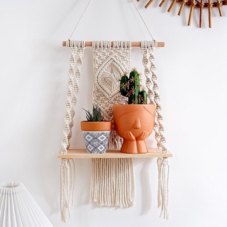 Kệ treo tường trang trí macrame xinh xắn nhỏ gọn decor style Boho