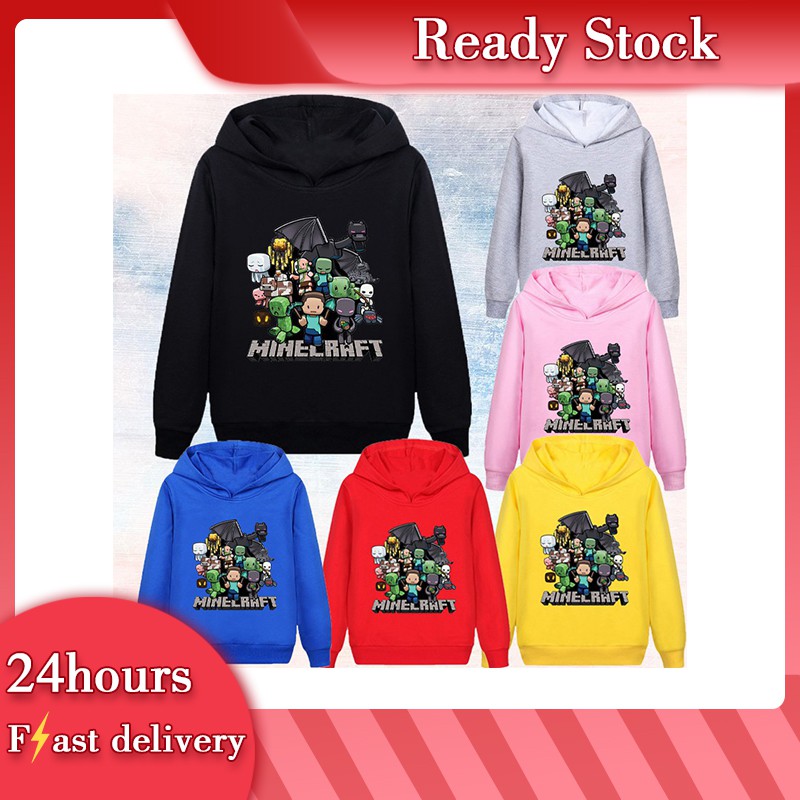 Áo sweater Tay Dài Có Mũ In Hoạt Hình Minecraft Thời Trang Cho Bé