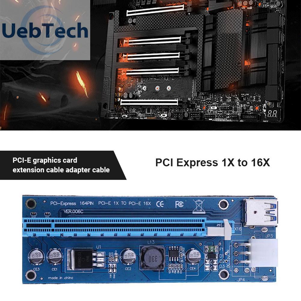 Uebtech PCI-E Express 16X Riser Board with PCIe 6-Pin Power Port for BTC Mining