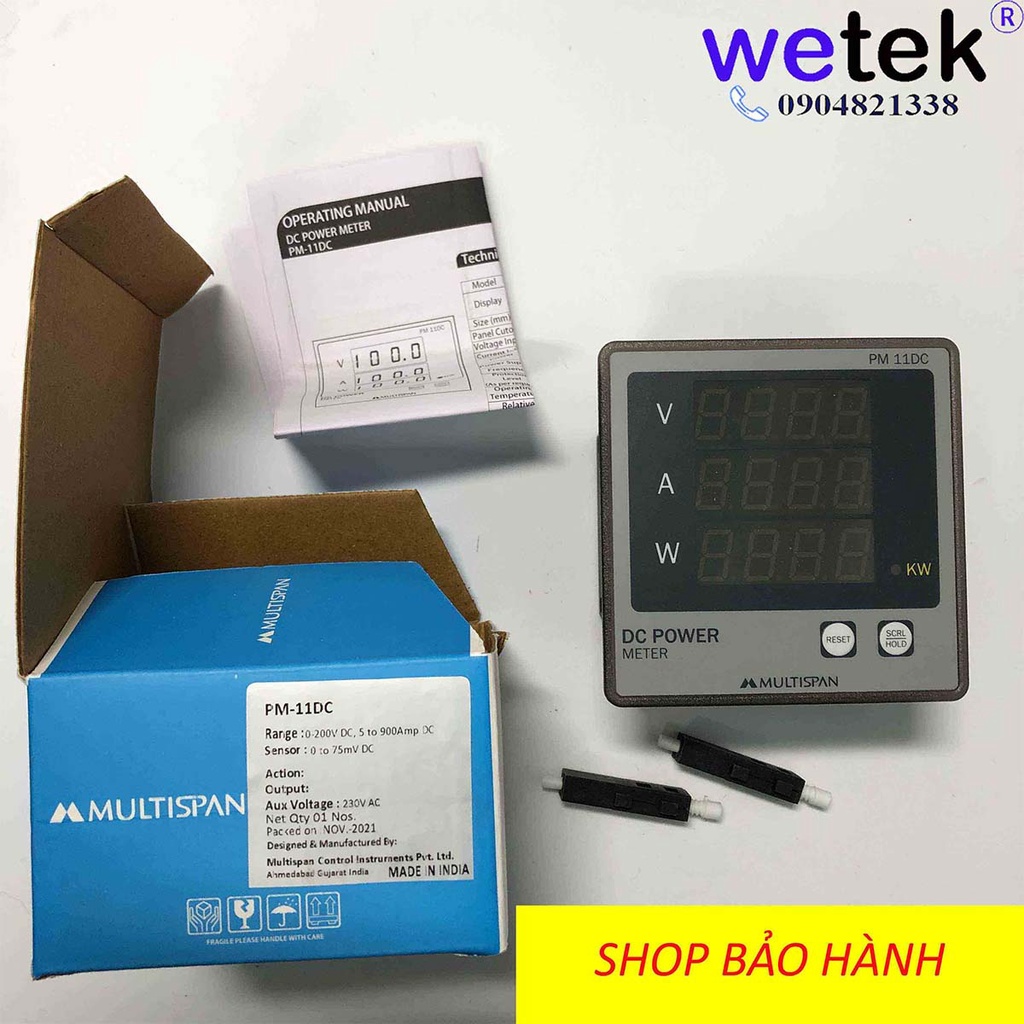 Multispan PM-11DC, Đồng hồ DC đo dòng, áp, công suất, năng lượng nguồn 1 chiều  (V, A, W, KWh đồng t