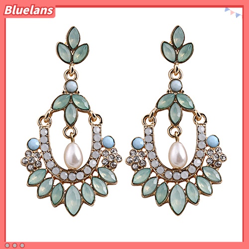 Đôi bông tai đính đá màu kiểu dáng sang trọng cho nữ