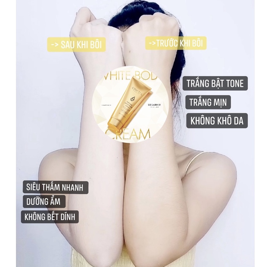 Kem dưỡng thể Crystal Beauty, white body cream và làm trắng da an toàn trắng sáng [Tuýp 200g]