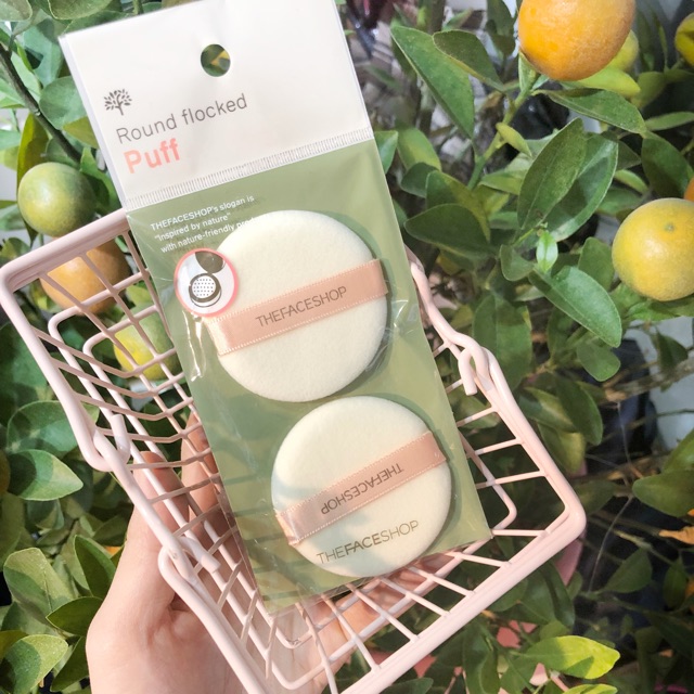 Set Bông Đánh Phấn The Face shop, Bông Trang Điểm TFS cotton mềm mại dễ tán