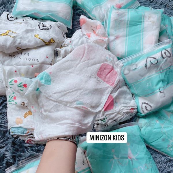 Set 10 Khăn Sữa Aden Sợi Tre Mẫu Mới Siêu Mềm Mịn Cho Bé | Minizon Kids