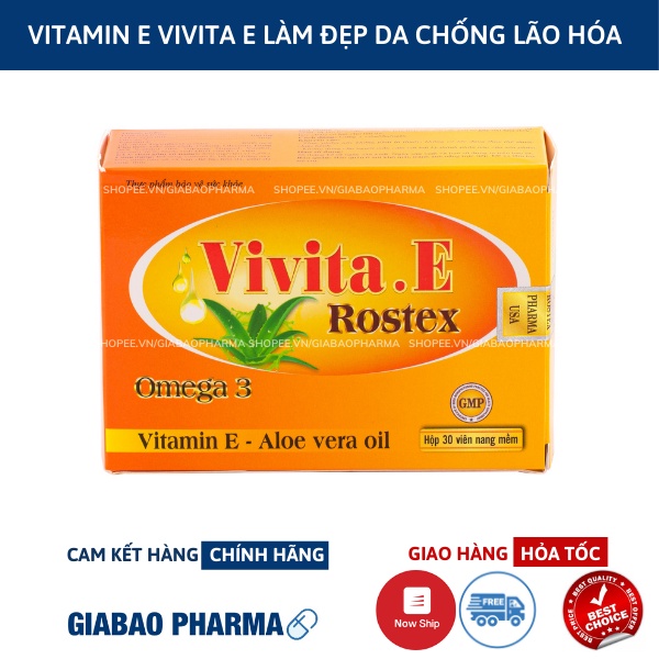 Viên uống đẹp da Vitamin E bổ sung vitamin e, chống lão hóa, làm sáng da, giảm sạm nám,hô trợ nội tiết tố nữ (Hộp 30 viê