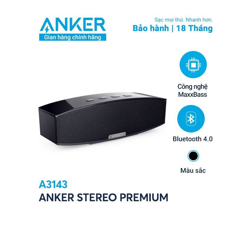 [Mã 66ELHASALE hoàn 7% đơn 500K] Loa bluetooth cao cấp ANKER Stereo Premium - A3143