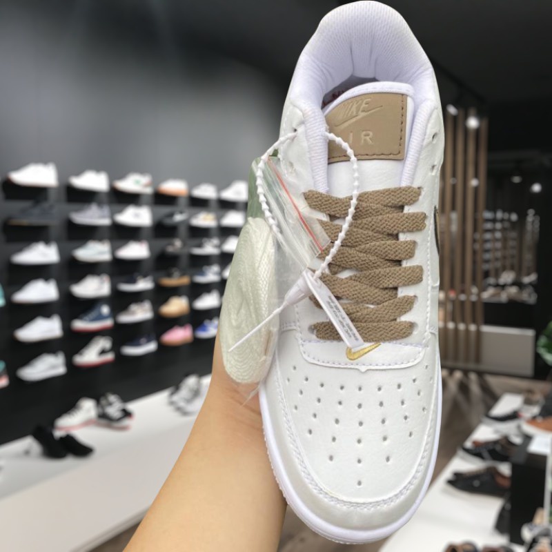 Giày thể thao AF1 custom vệt nâu,Giày sneaker air force 1 low premium white brown nam nữ cực chất dễ phối đồ 2022 | BigBuy360 - bigbuy360.vn