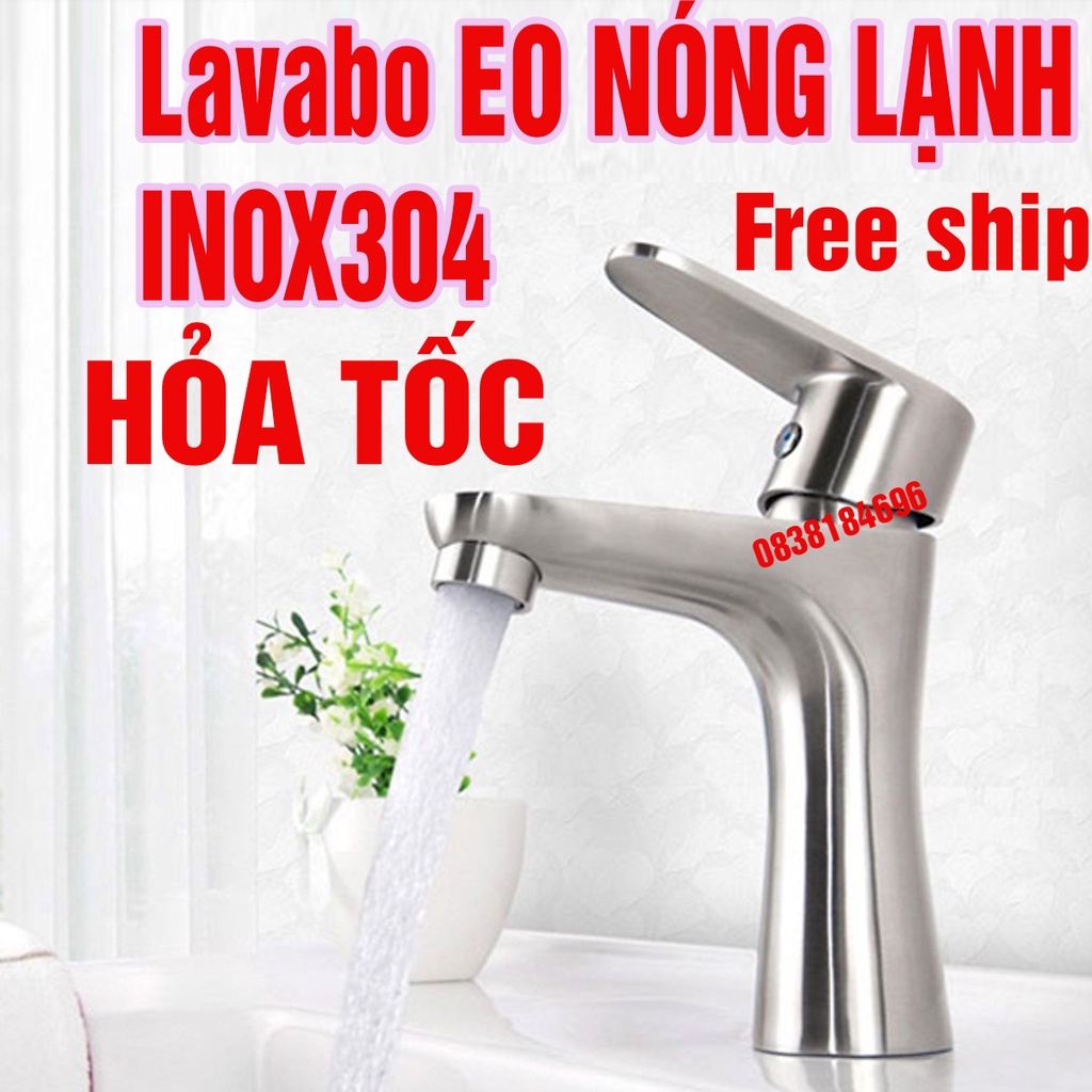 Vòi chậu rửa (lavabo) nóng lạnh Inox 304