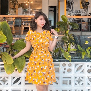 [HÌNH THẬT] ĐẦM NẸP NÚT THUN NHÚN EO