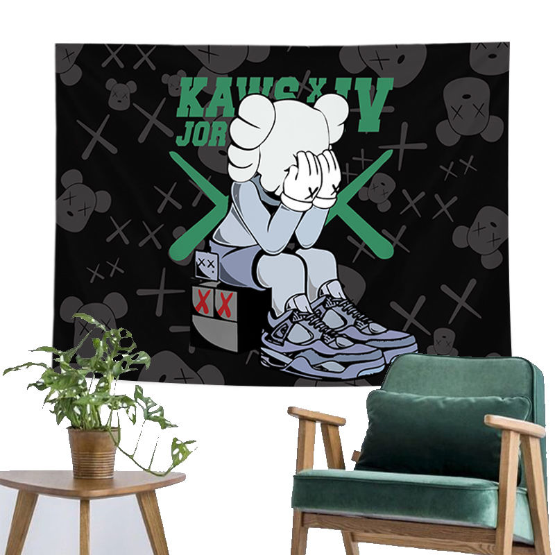 Sesame Street Kaws Hanging Cloth Decorative Tapestry Supreme Bedside Decoration Dormitory Bedroom Layout Renovated Background Wall Cloth-4
