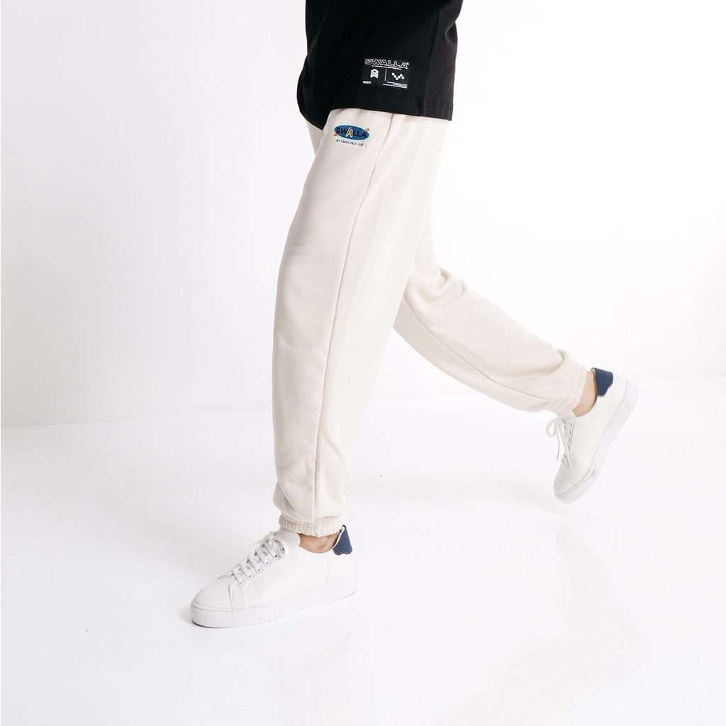 Quần jogger ống bo unisex SWALLA PAPERCLIP SWEATPANT - French Terry Fabric CAO CẤP - Màu WHEAT - LOCAL BRAND chính hãng