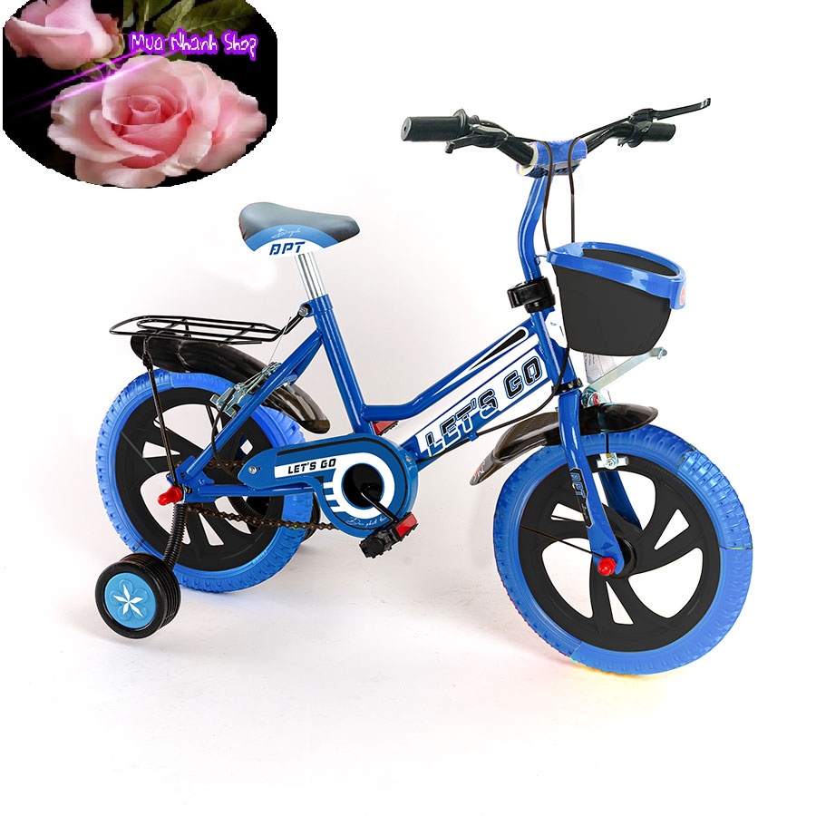 Xe đạp letgo cho bé 2-6 tuổi nhiều màu ráp sắn bánh 12 / 14 inch kèm chuông và 2 bánh phụ