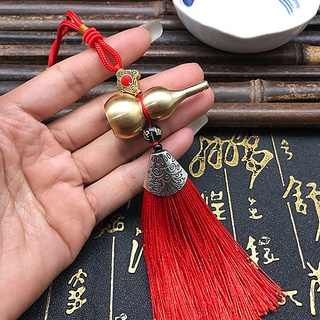 Dây treo phong thủy - dây treo trang trí ô tô hồ lô may mắn bằng đông tua rua đỏ D1