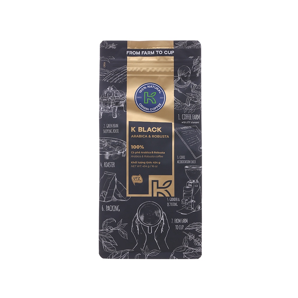 Cà phê rang xay K Coffee Black 454g