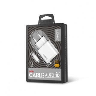 Sạc 3.1A LDNIO A321 2 cổng USB và cáp micro USB / lightning
