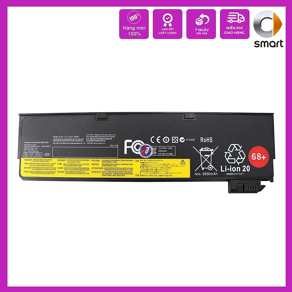 Pin Laptop Lenovo X250 x230 L460 L450 T460 T460P - 4 Cell pin mỏng cắm ngoài - Pin Zin - Hàng Chính 