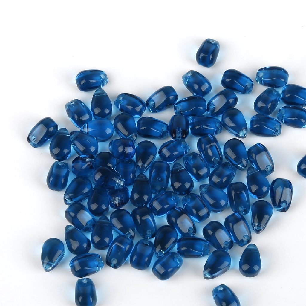 Bộ 2 hạt thủy tinh hình giọt nước dùng làm trang sức thủ công 9x6mm