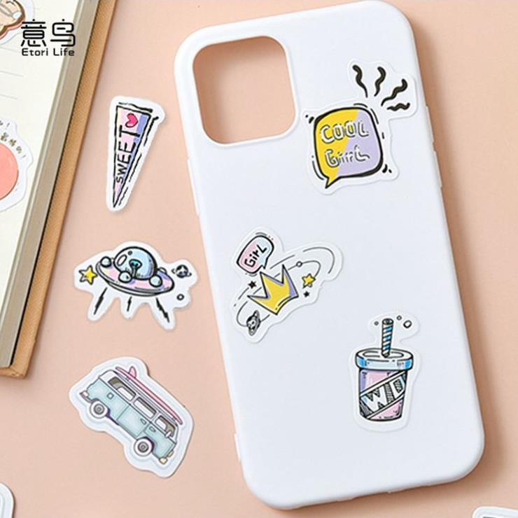 Bộ 45 Sticker Hàn Quốc hình UFO dễ thương dán trang trí E95