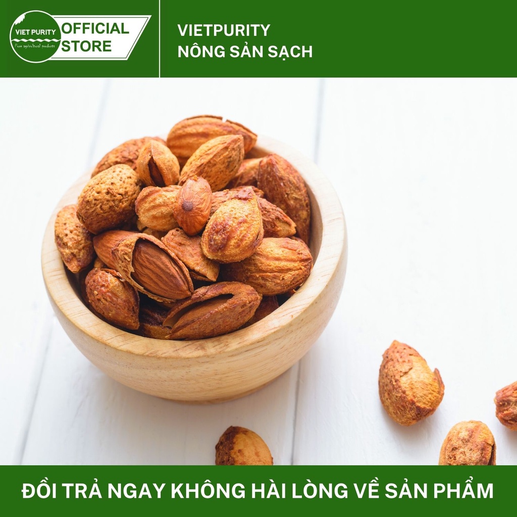 Hạt hạnh nhân rang bơ vỏ mỏng giòn ngon dinh dưỡng cao làm đồ ăn kiêng eatclean healthy giảm cân 500g Vietpurity