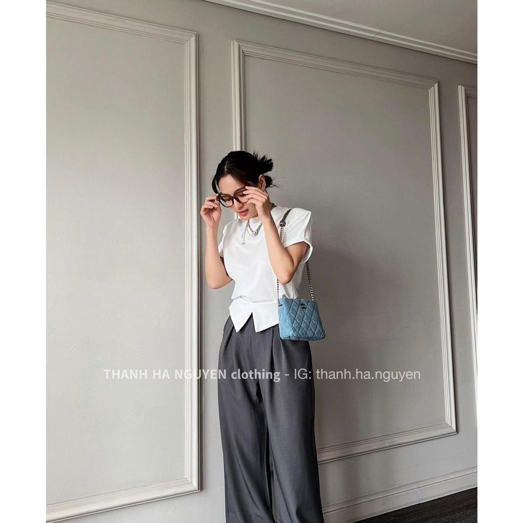 SET ÁO CROPTOP + QUẦN SUÔNG XÁM LẬT VIỀN (TH)