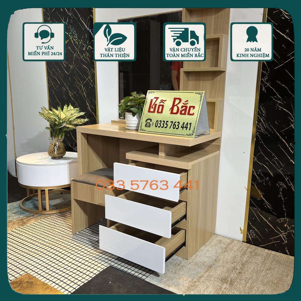 Bàn trang điểm gỗ MDF phủ Melamine 3 ngăn kéo kích thước 80x40cm tặng kèm ghế