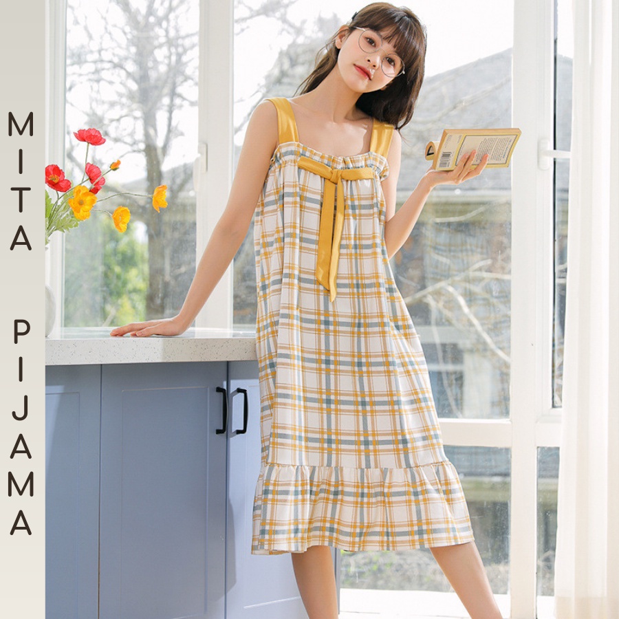 Váy ngủ cotton cao cấp 2 dây đẹp mặc nhà siêu cute dễ thương – V1