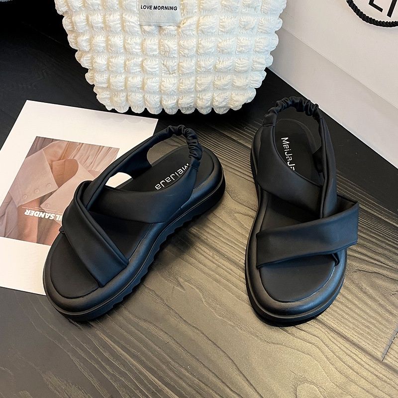 Sandal Nữ Quai Chun Da Mềm Đế Cao 5cm