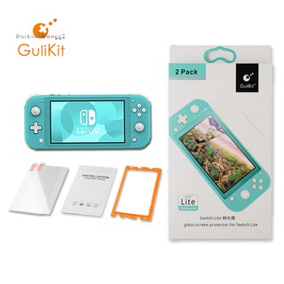 Gulikit 1 Pack Easy Install 2Pcs 9H Hardness Tempered Glass for Nintendo Switch Lite Screen Protector