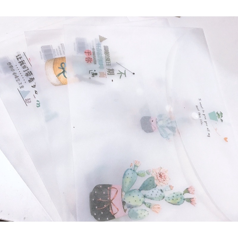 Túi clear Đựng Tài Liệu Cỡ A4 Họa Tiết Hoạt Hình Đáng Yêu, xinh xắn chống nước mịn đẹp