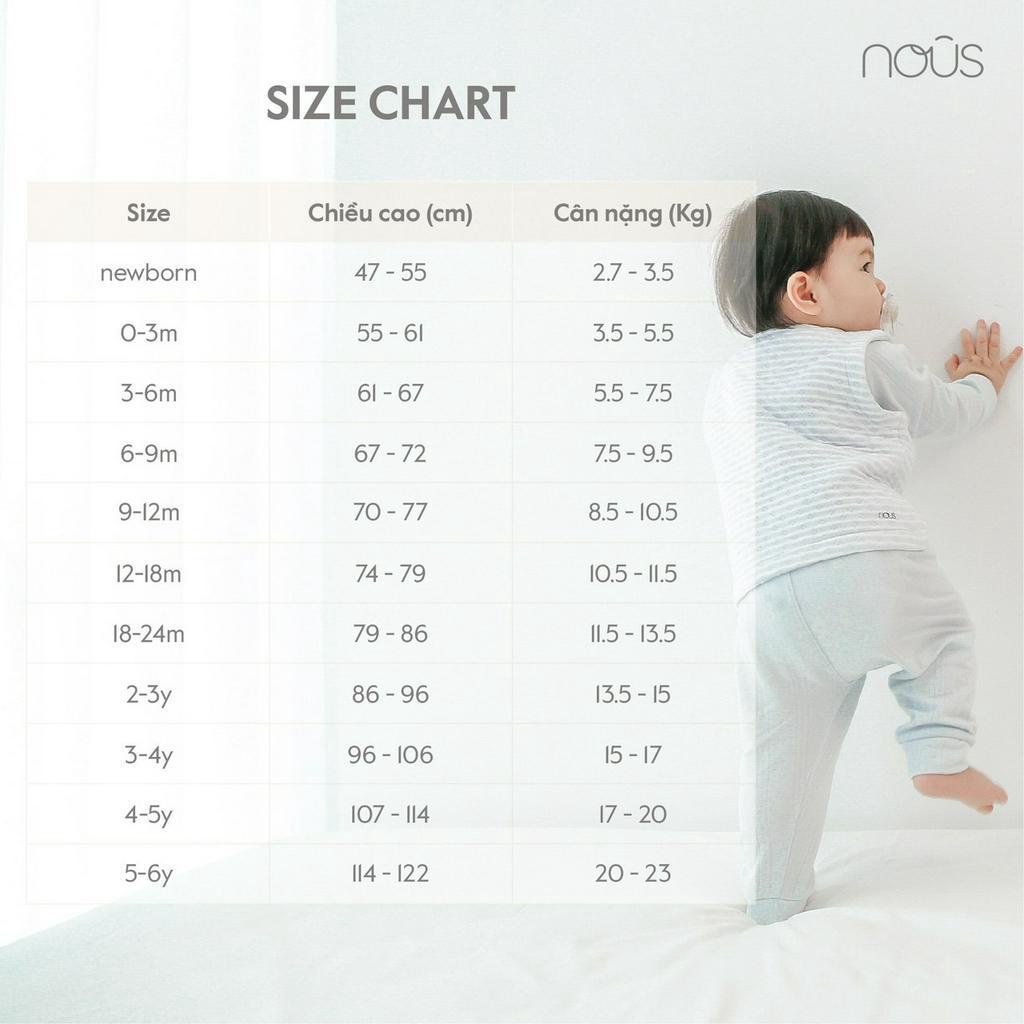 Nous - Bộ cài thẳng dài tay từ 0-3m đến 9-12m
