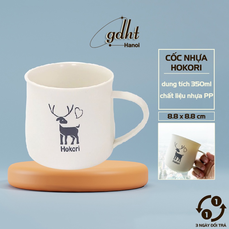 Cốc uống nước cao cấp Horoki 350ml, cốc uống nước có quai nhựa  Việt Nhật