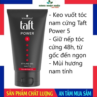 Keo vuốt tóc nam mềm Taft Schwarzkopf Power Styling 5, gel vuốt tóc nam tạo kiểu, keo vuốt tóc nam giữ nếp tóc, 150ml