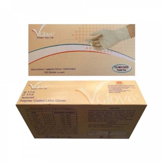 Găng tay y tế không bột phủ polymer Vglove, hộp 100 cái, size L