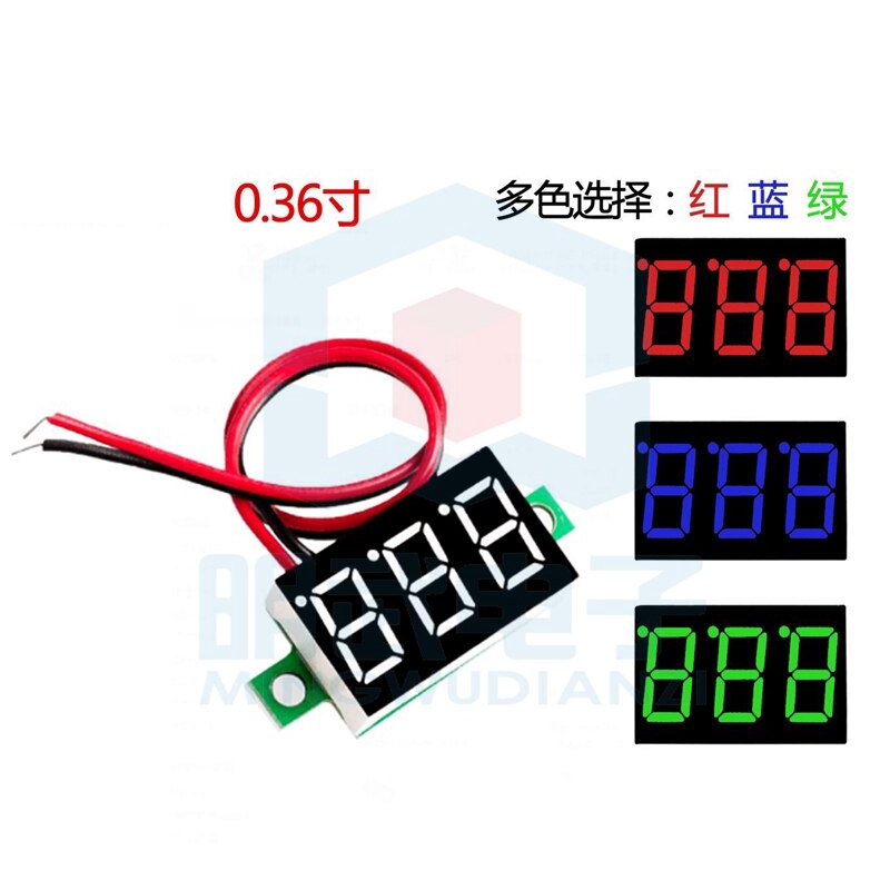 Vôn kế 2 dây hiển thị kỹ thuật số 0.36inch DC 4.5V 30V DC dành cho xe máy | BigBuy360 - bigbuy360.vn