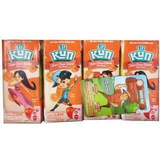 LỐC 4 HỘP SỮA CHUA UỐNG LIF KUN KEM DÂU,CAM 180ML MẪU MỚI