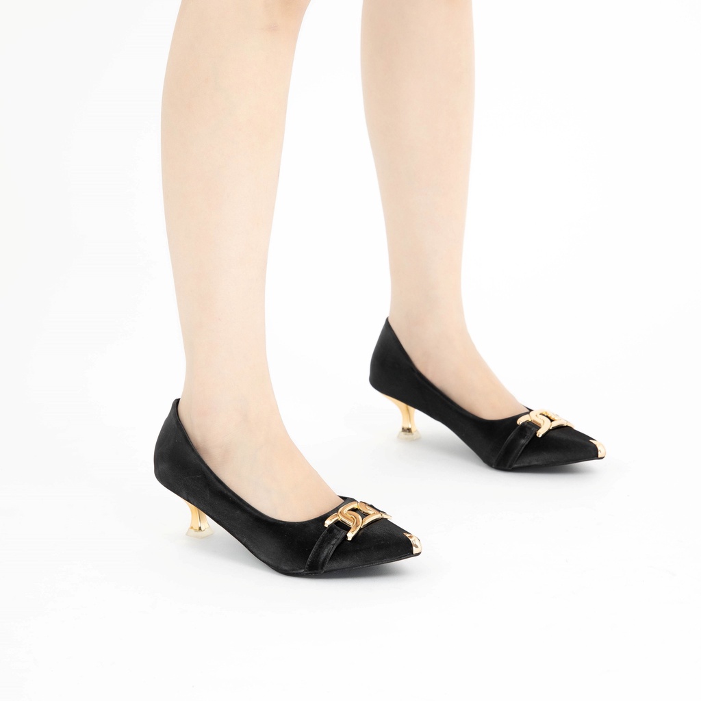 Giày MWC 4176 - Giày Cao Gót 3cm, Cao Gót Đế Nhọn, Cao Gót Mũi Nhọn Phối Khóa Sang Chảnh