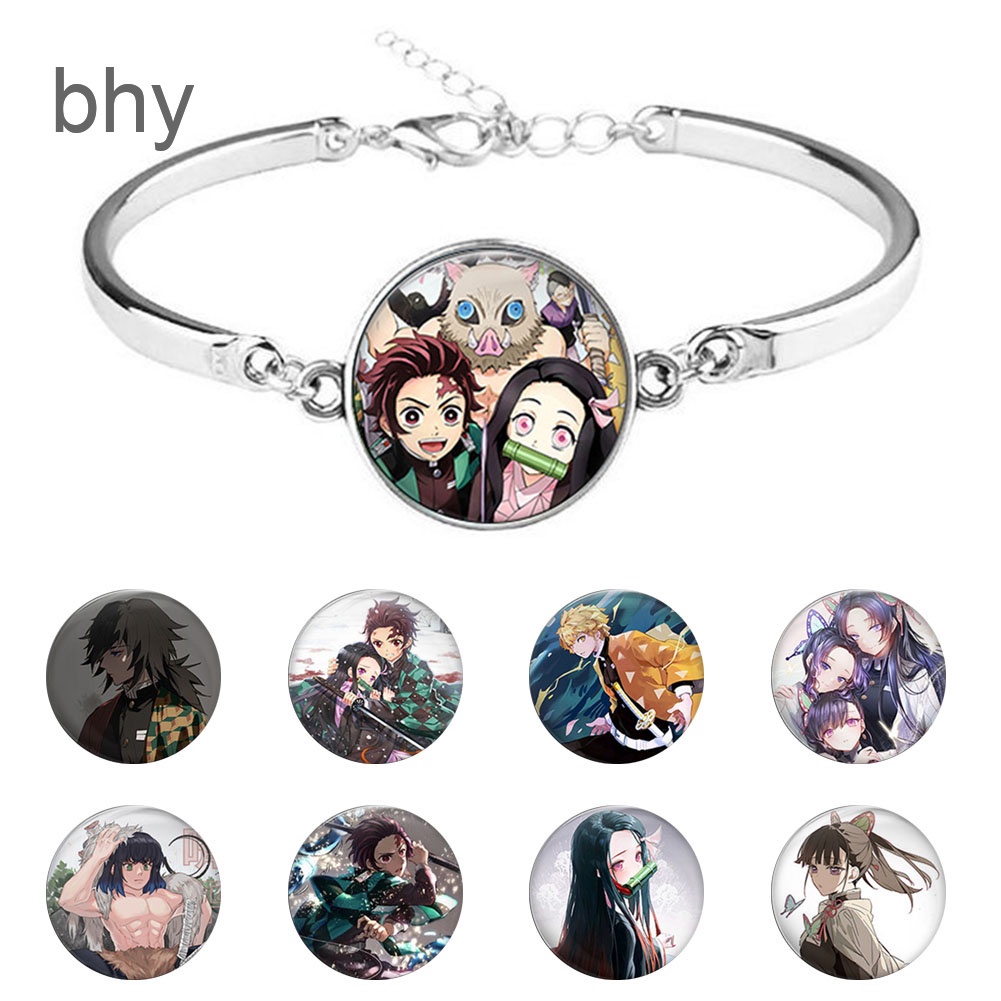 Vòng đeo tay mặt tráng gương họa tiết nhân vật Tanjirou Kamado anime Demon Slayer Kimetsu No Yaiba đáng yêu