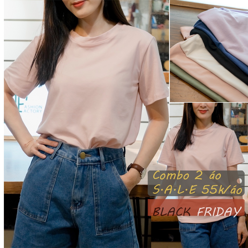 Áo thun trơn basic nữ trơn cổ tròn tay ngắn form vừa TF - 1053