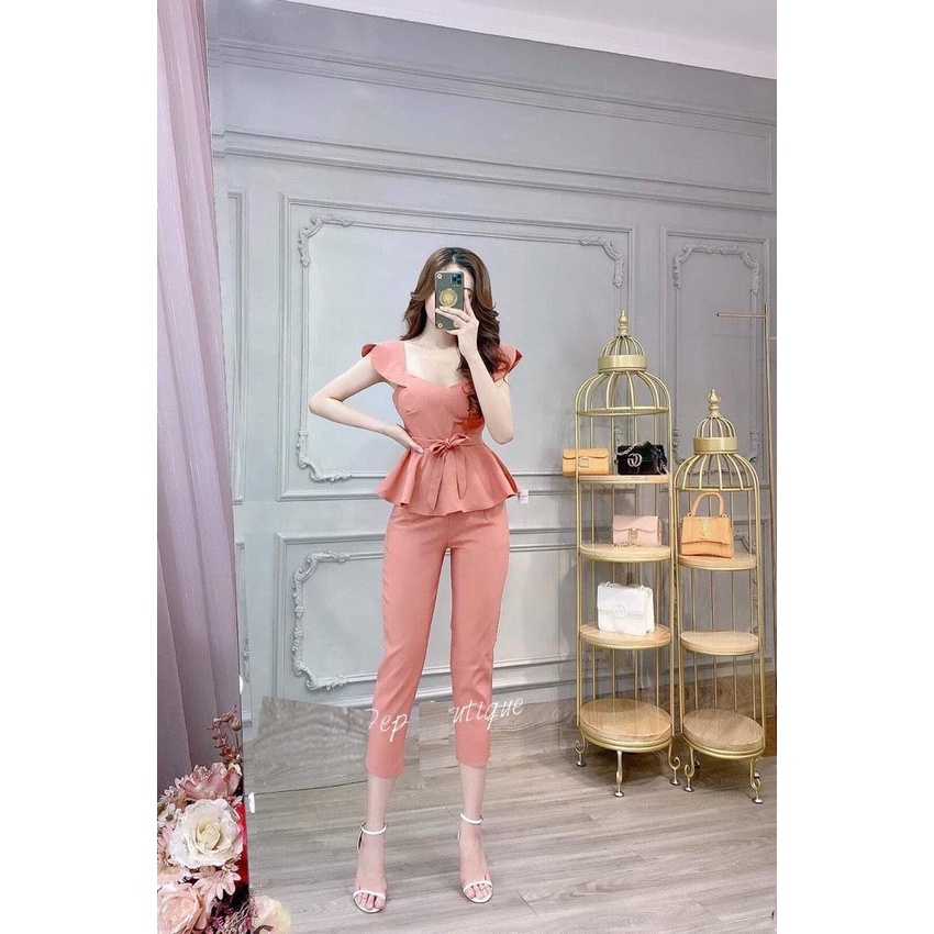 Set Bộ Thời Trang Mặc Nhà Quần Lửng Áo Tay Cánh Tiên