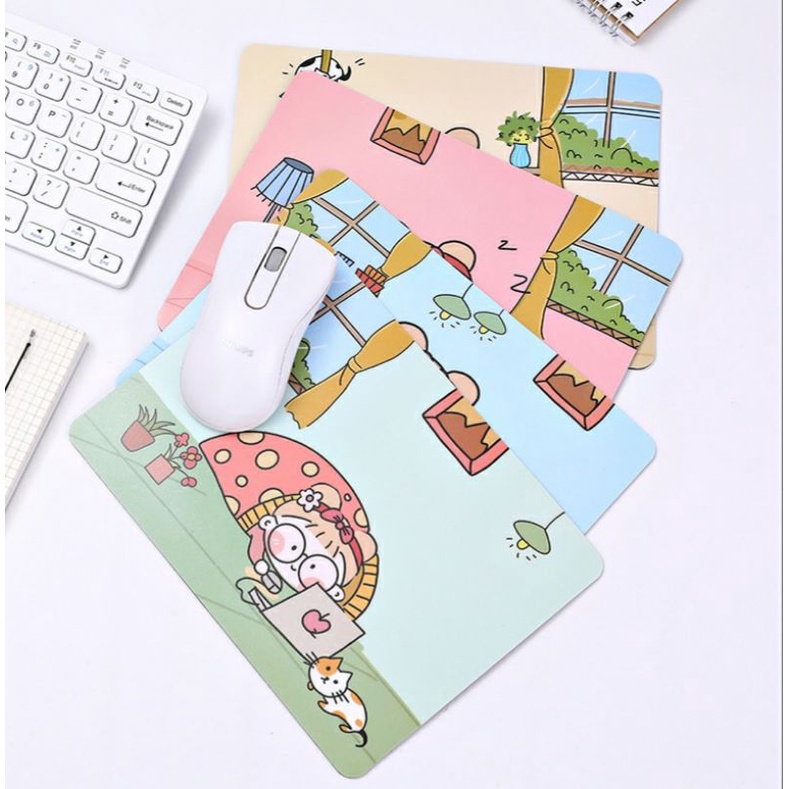 Tấm lót chuột cao su chống trượt in hình phi hành gia cute/ Bàn di chuột máy tính hoạt hình dành cho học sinh, sinh viên