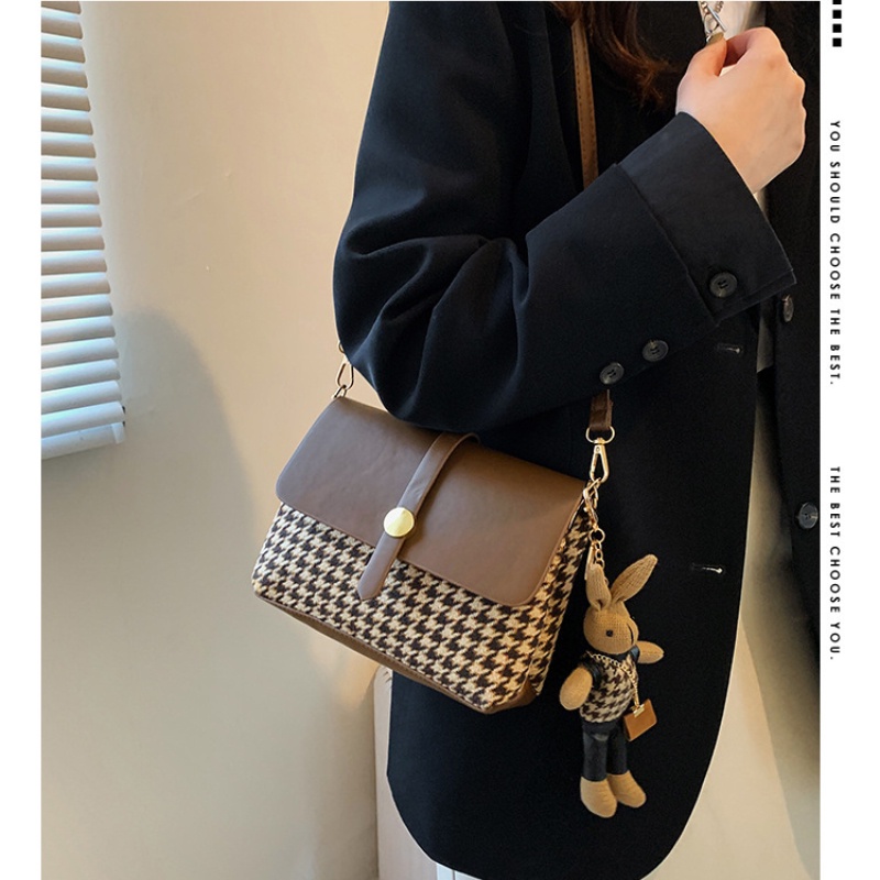 Túi đeo vai IELGY hình vuông cỡ nhỏ họa tiết kẻ ô thời trang cho nữ