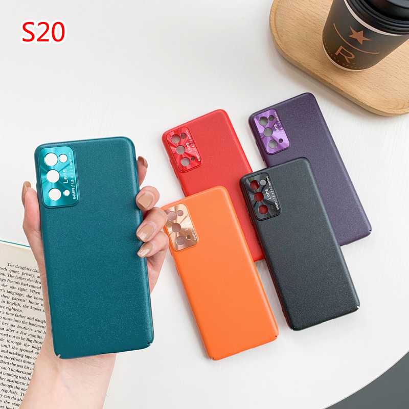 Ốp điện thoại giả da siêu mỏng sang trọng có viền kim loại bảo vệ camera cho Samsung Galaxy s20 s20plus s20ultra