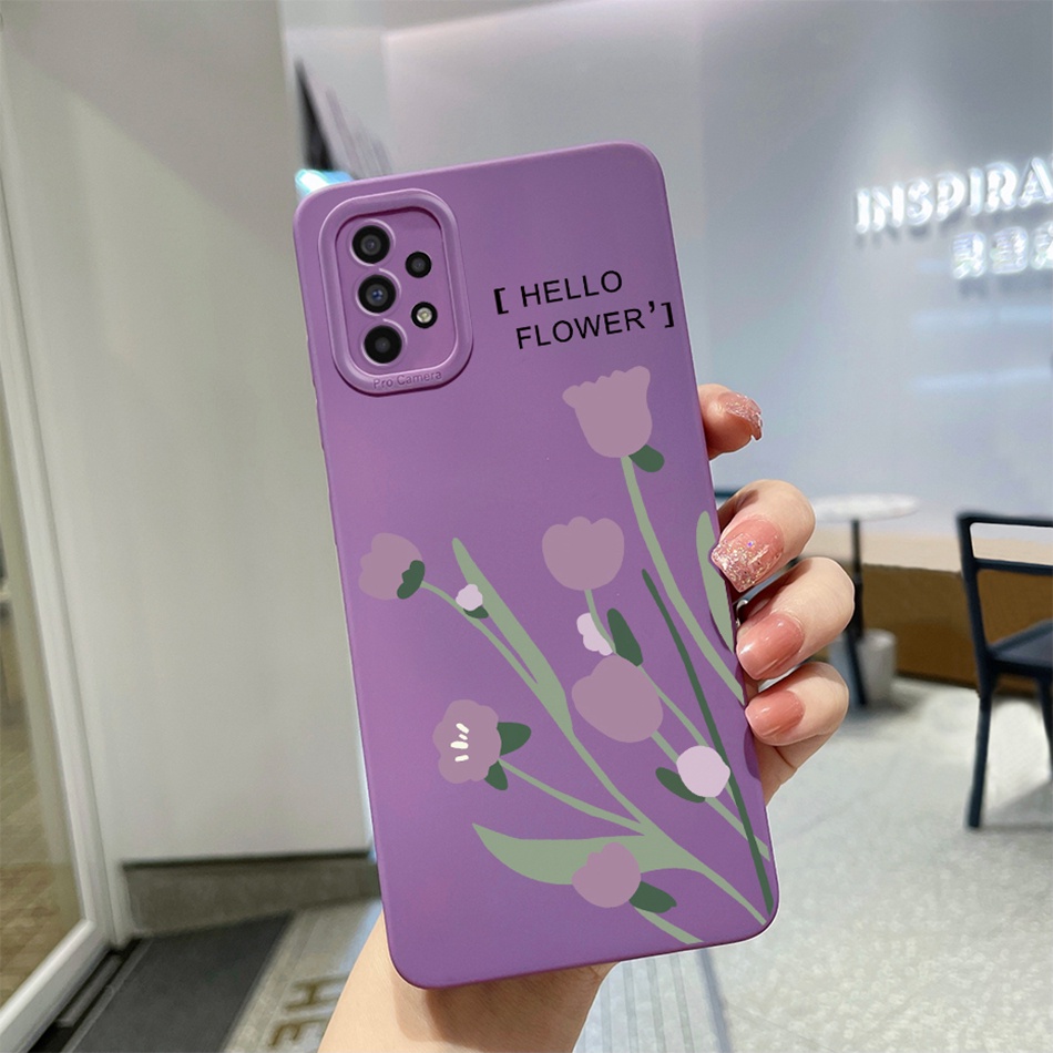 Ốp Điện Thoại Silicon Mềm Họa Tiết Hoa Oải Hương Tím Cho Samsung Galaxy A13 A03 A33 A53 A73