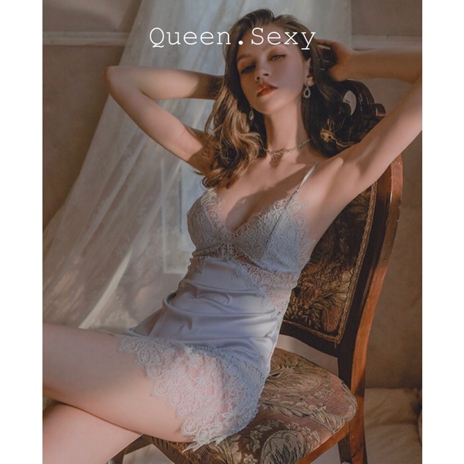 Váy ngủ lụa ren sexy gợi cảm, thiết kế đuôi chéo sang chảnh - Hàng Quảng Châu cao cấp mới siêu hot hit - Queen.Sexy