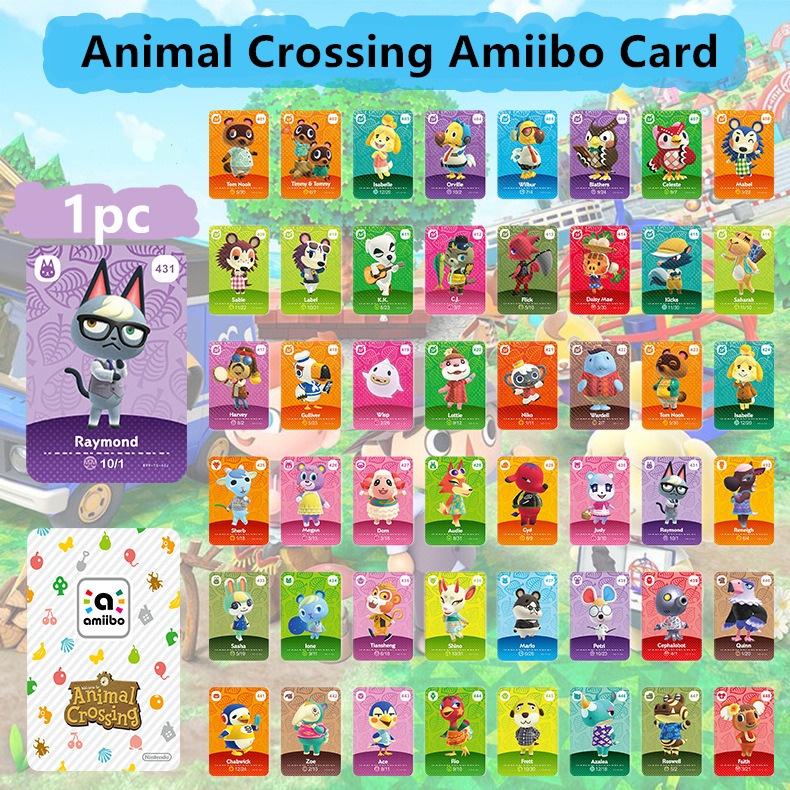 Animal Crossing Amiibo Series 5 New Horizons Bộ 5 thẻ game hình động vật Raymond Judy Shisha for Switch