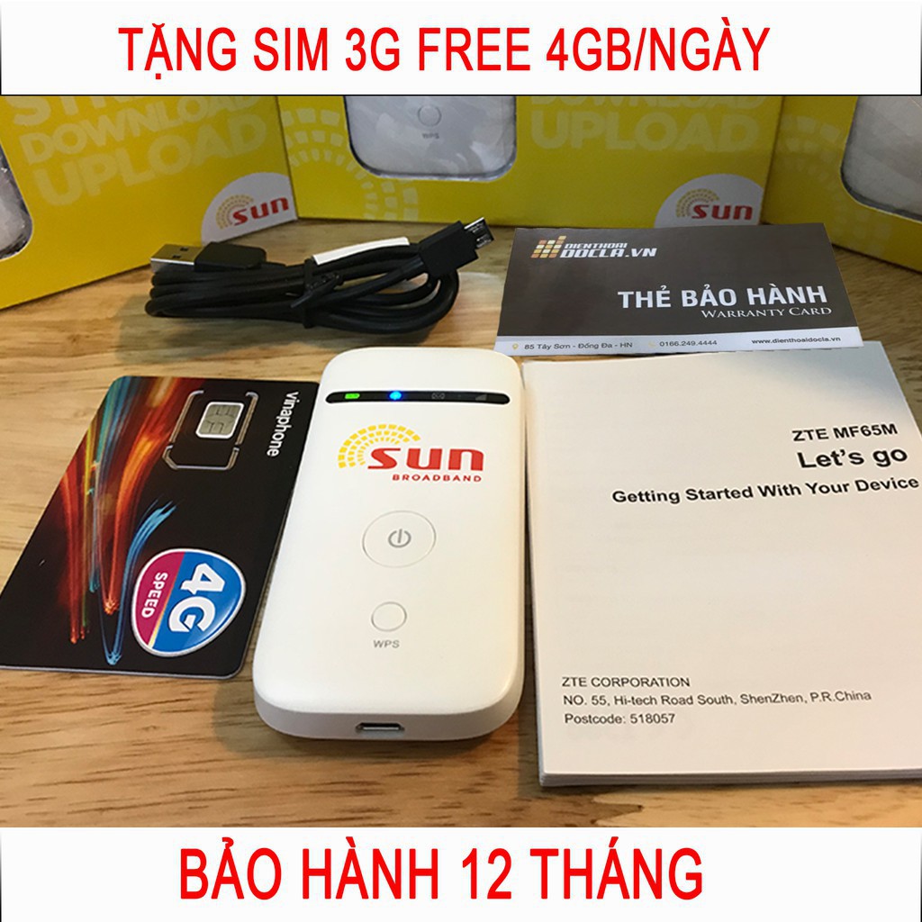Bộ Phát Wifi 3G ZTE MF65 - Free sim 4G free 4GB/ngày