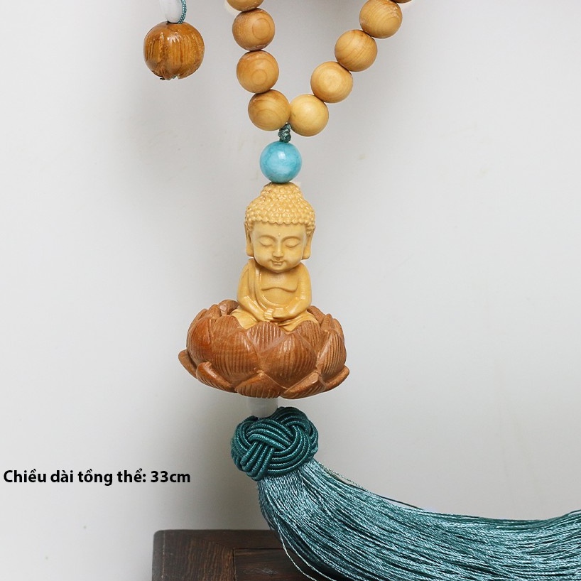 Dây treo xe ô tô phong thủy hình Phật gỗ - Dây treo xe Phật Quan Âm bình an, may mắn - Hiên Nhà